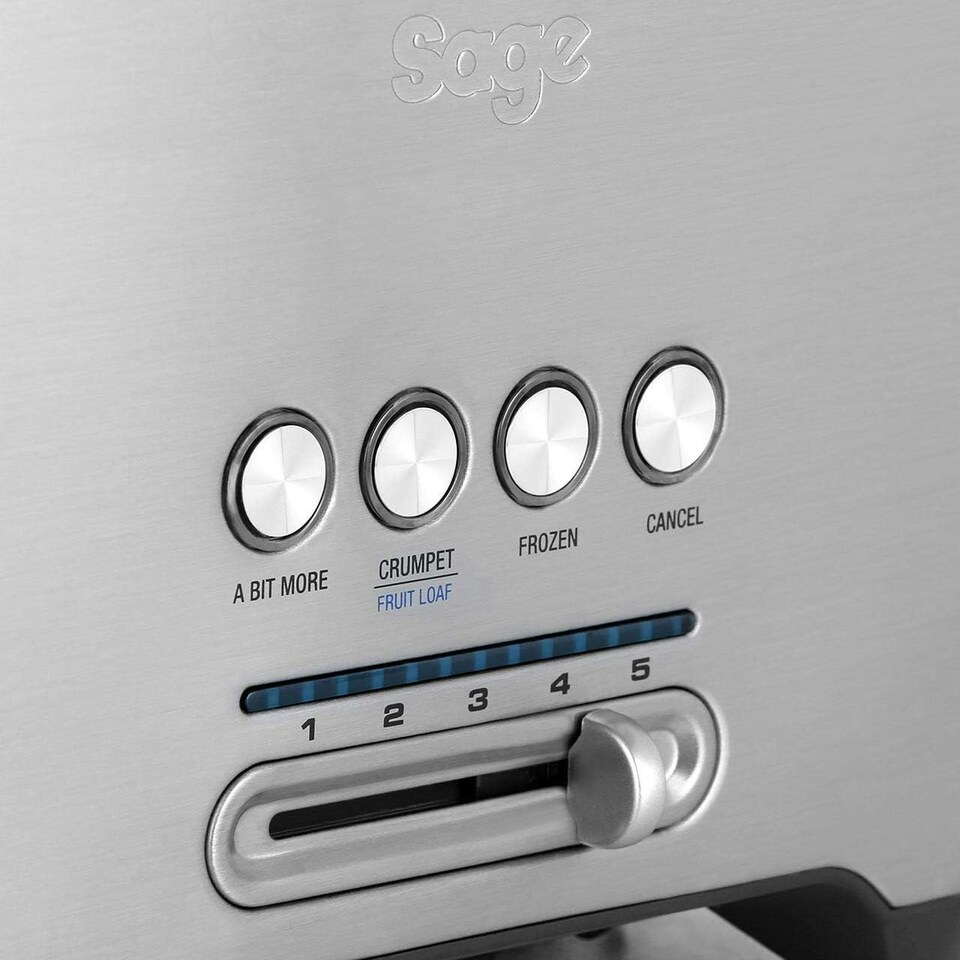 image 1 of Sage The 'A Bit More' Toaster 2 Slice With Wide Slots - 5 Settings Including A Bit More, Fruit Bread, Crumpet & Frozen - Brushed Stainless Steel Silver