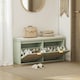 image 9 of HOMCOM Boho Shoe Bench with Padded Seat and 2 Flip-Drawers, White | White | White