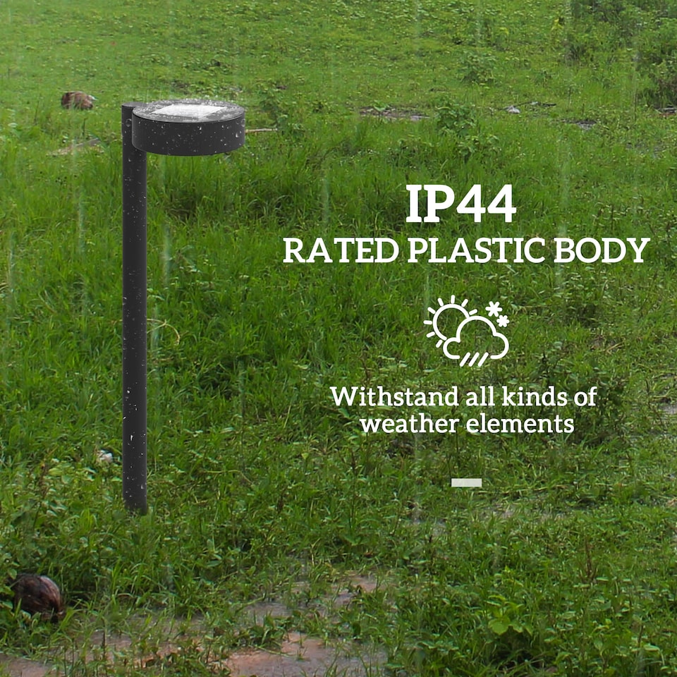 image 1 of Outsunny Solar Stake Lights 8 Pack, IP44 Pathway Lighting, Auto OnOff LED | Black