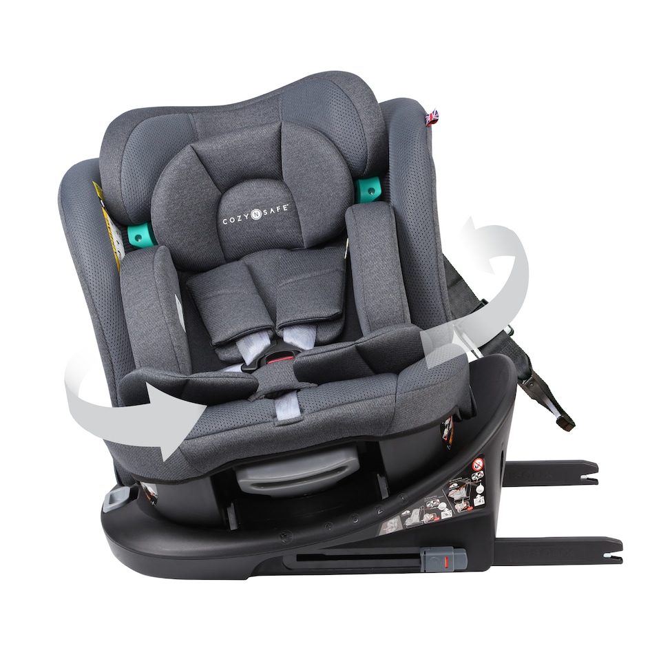 image 1 of Cozy N Safe Vesta i-Size 360 Rotating Car Seat 40-150cm, ISOFix & Top Tether, Extended Rear & Forward Facing, Side Impact Protection, Reclining Seat, Adjustable Headrest, Birth to 12 Years (Slate)