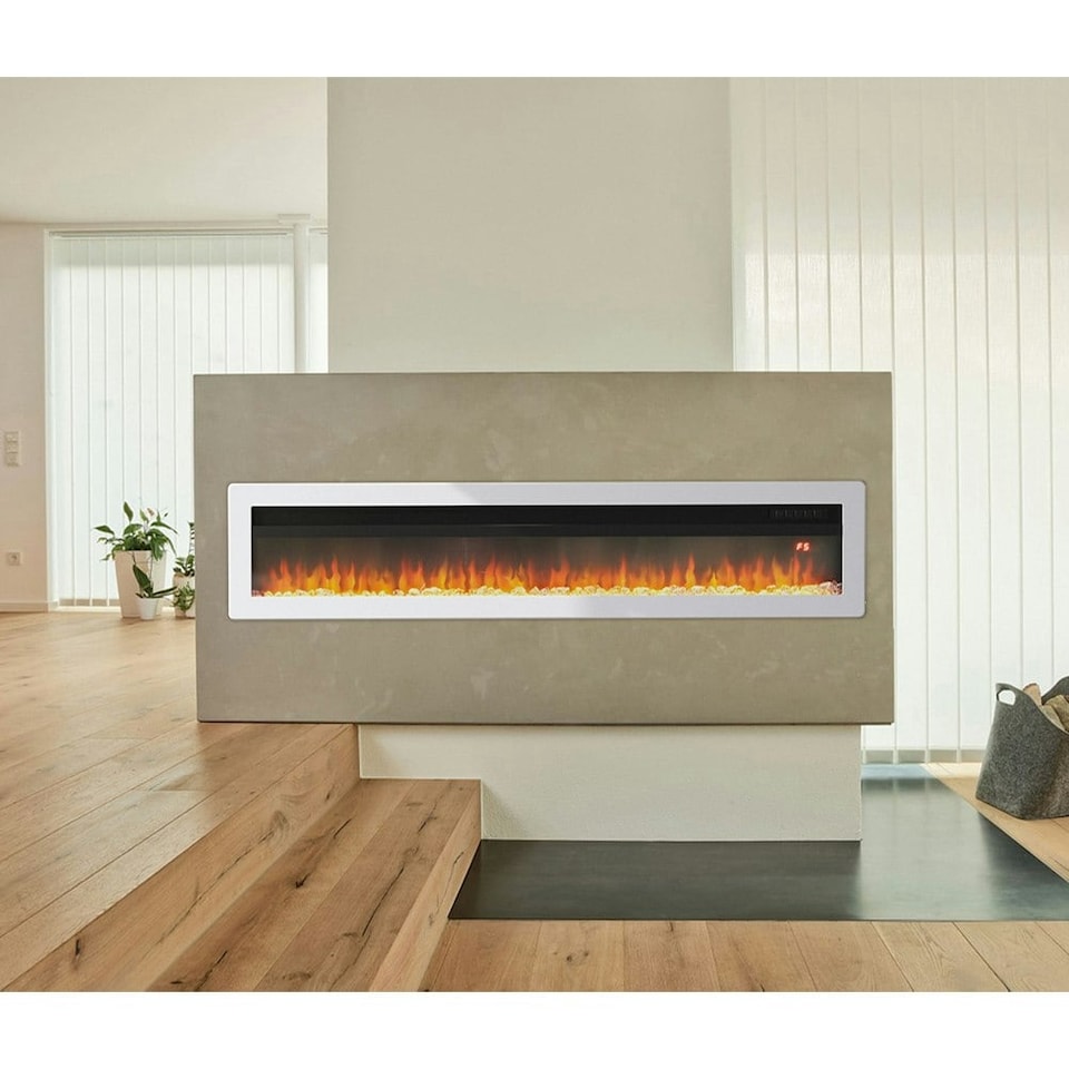 image 1 of Living and Home 50 Inch Electric Fireplace -Recessed/Wall Mounted/Freestanding, with Remote,1500W,White