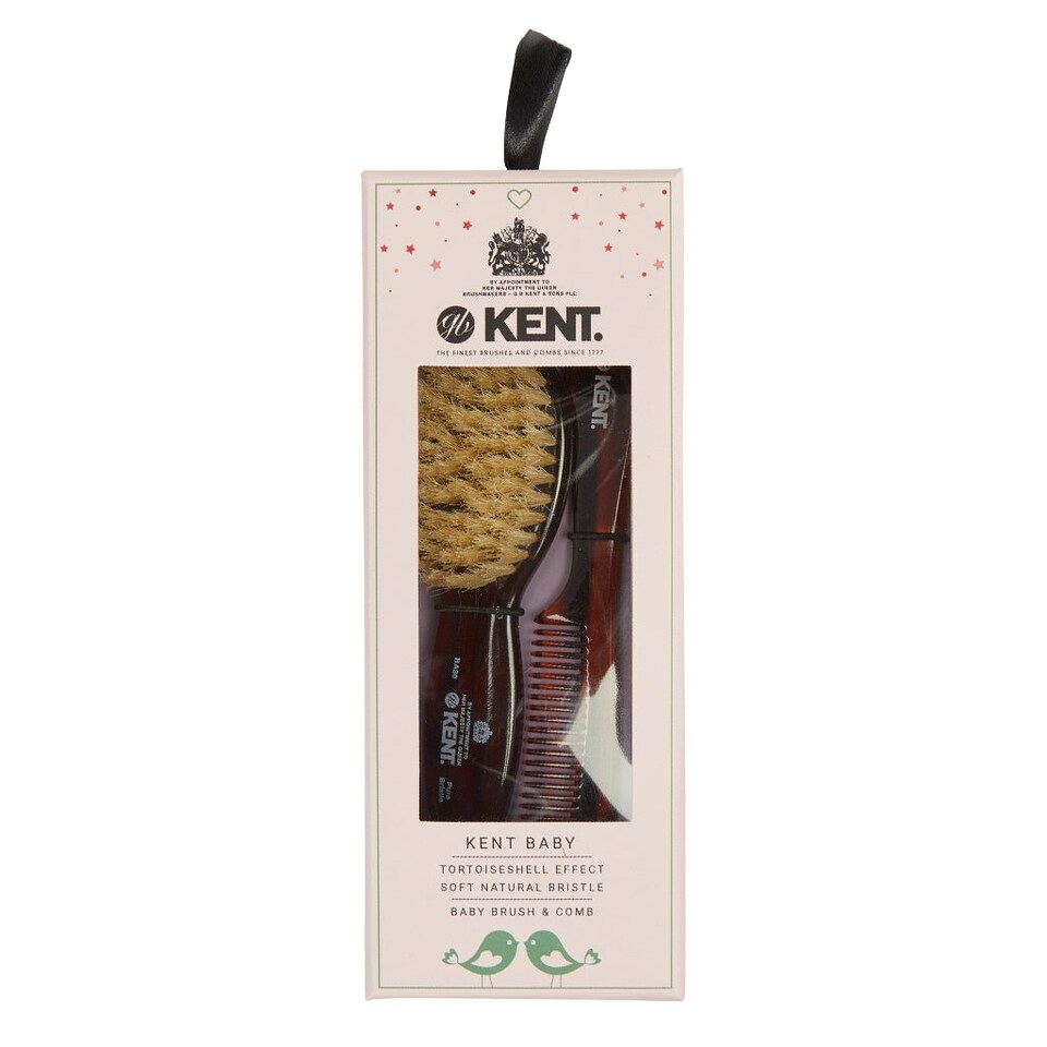 image 1 of Kent Brushes Soft Natural Bristle Baby Brush and Comb Set