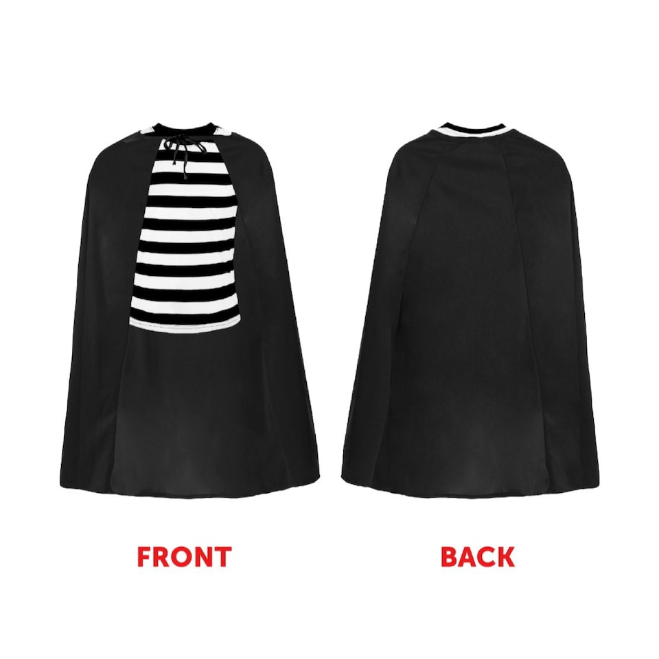 image 1 of Burger Burglar Costume 6 Pcs with Black Cape | Multi | S