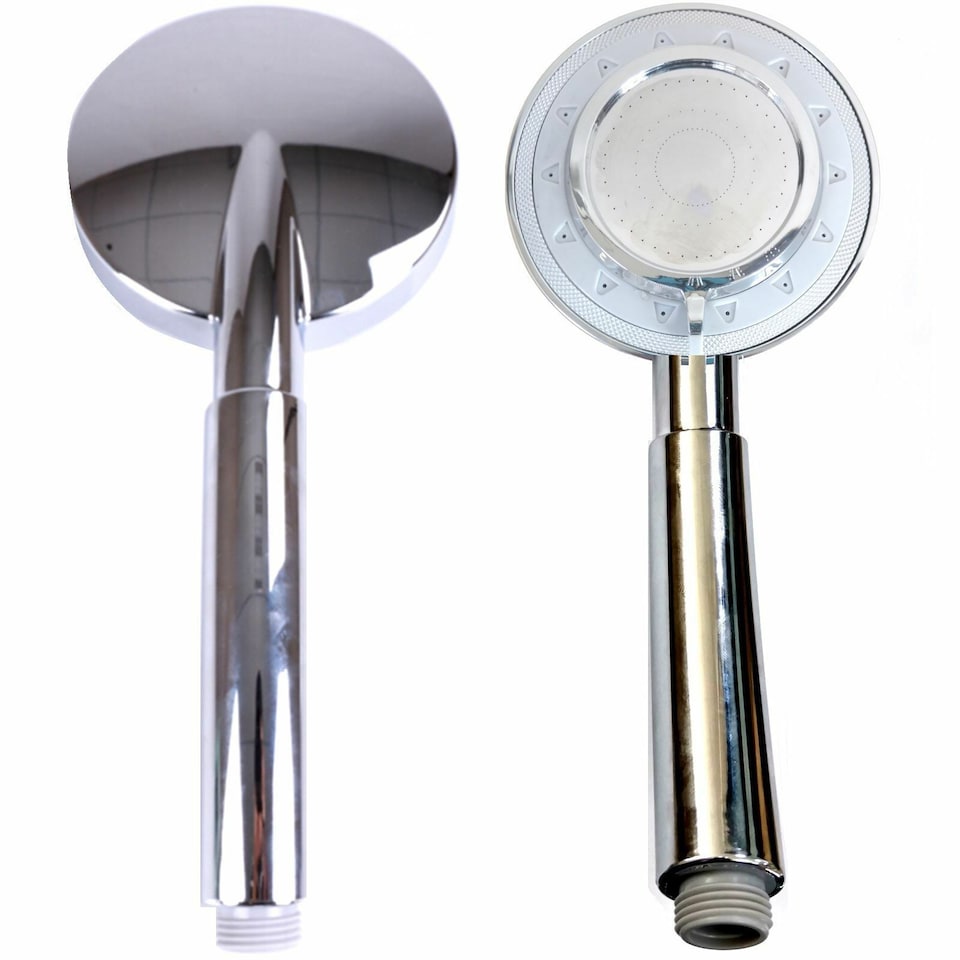 image 1 of Gr8 Home Chrome 4 inch Round Jet Rose Shower Head 3 Functions Bath Attachment Accessory