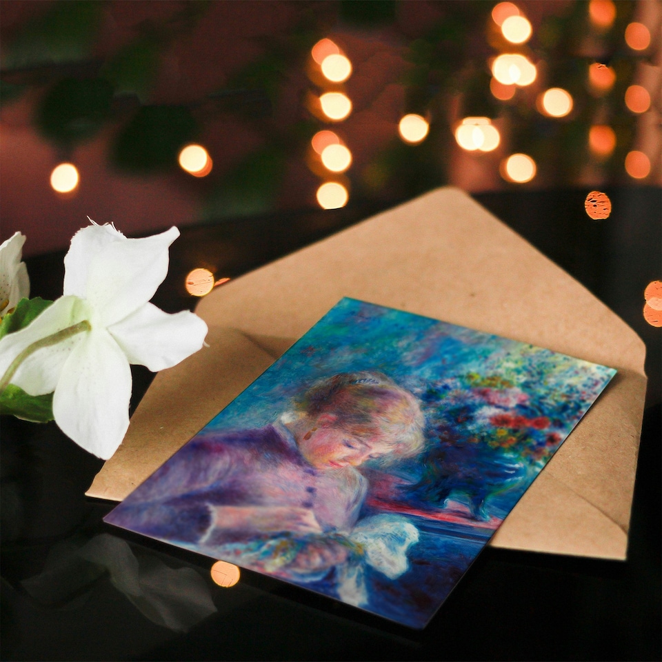 image 1 of Pierre Auguste Renoir Art Card Young Woman Sewing