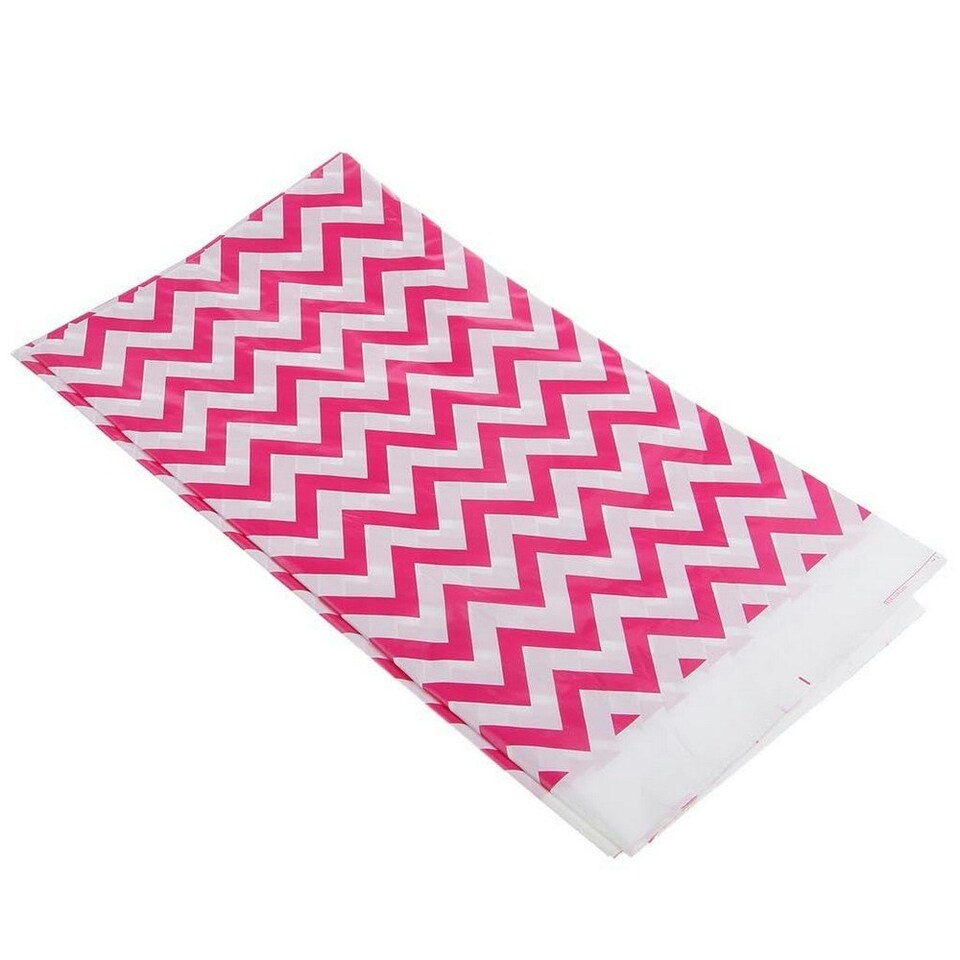 image 1 of Unique Party Plastic Chevron Tablecloth - Hot Pink/White - One Size