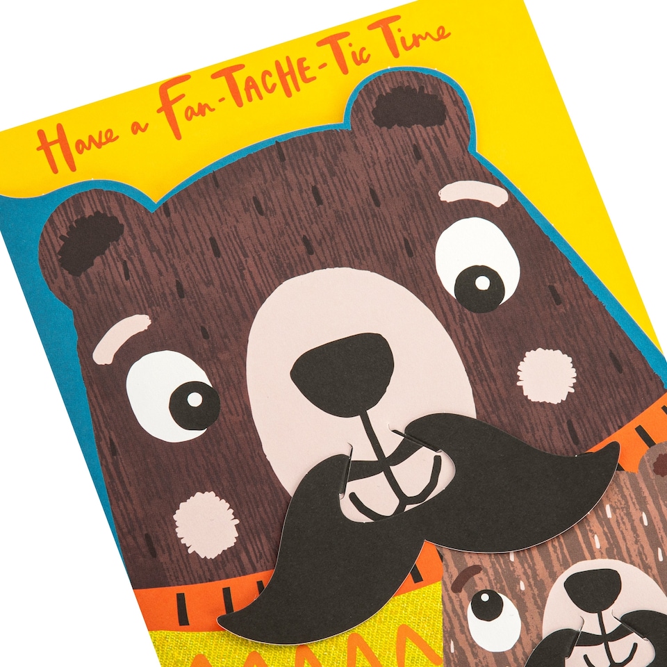 image 1 of Hallmark Father's Day Card - Cute Bear with Removeable Moustaches