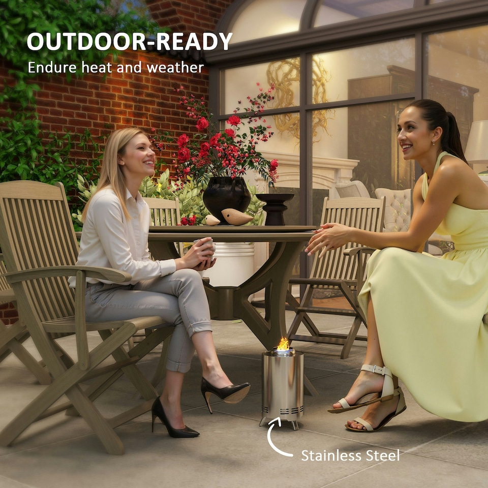 image 1 of Outsunny Stainless Steel Smokeless Wood Burning Firepit Garden Fire Pit