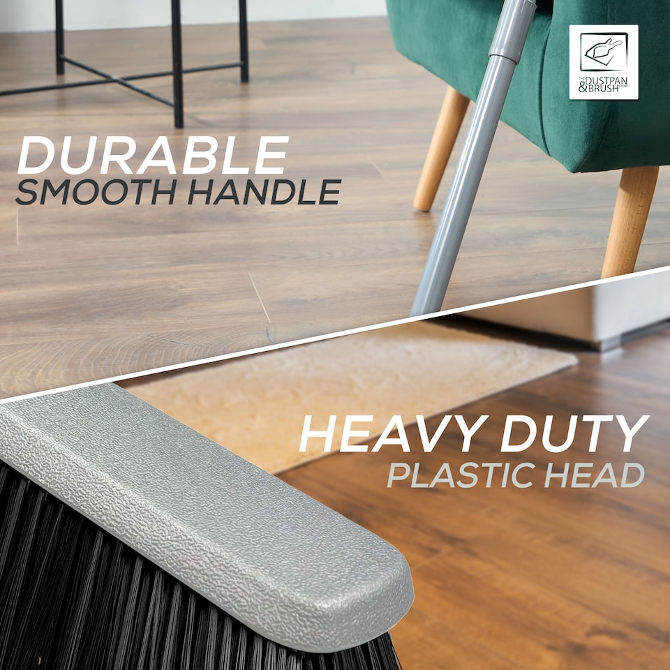 image 1 of Soft Indoor Broom Perfect for Laminate, Vinyl or Wooden Floor with Multi-section Handle and Flagged Bristle