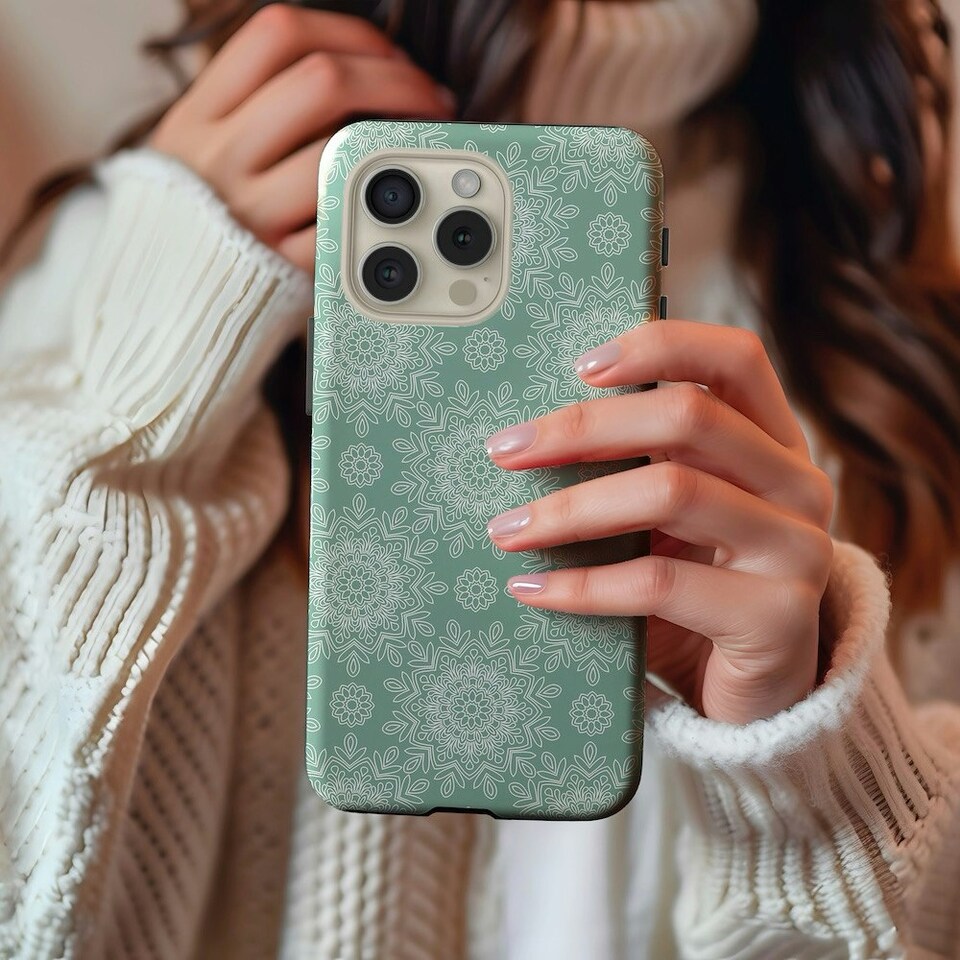 image 1 of Green Mandala Phone Case | Green | iPhone 14 Pro
Tough | iPhone 14 Pro
Tough
