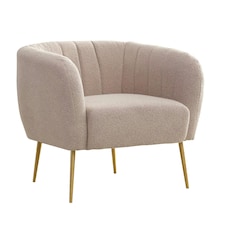 Ronan Boucle Fabric Accent Chair - Light Brown