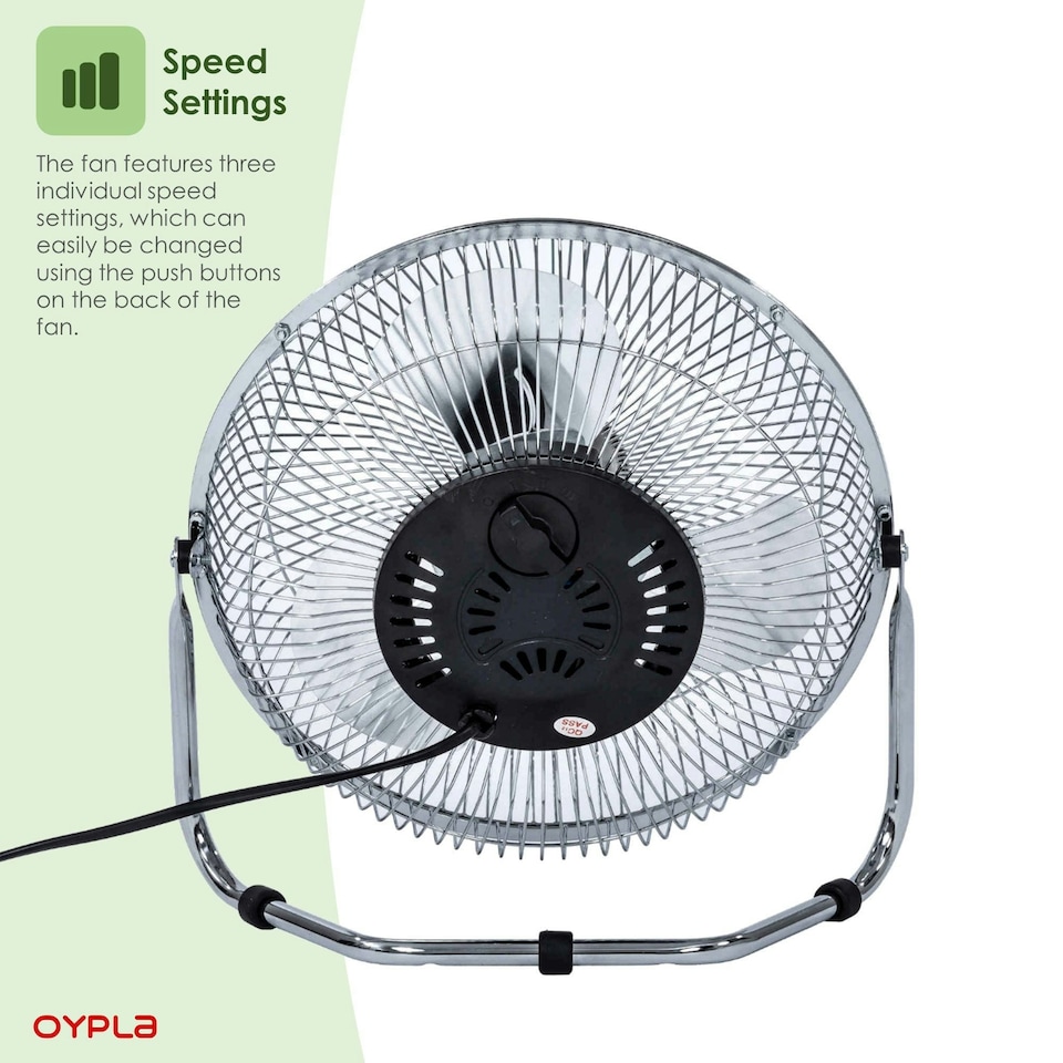 image 1 of Oypla 9" Inch Chrome 3 Speed Floor Standing Gym Fan Hydroponic