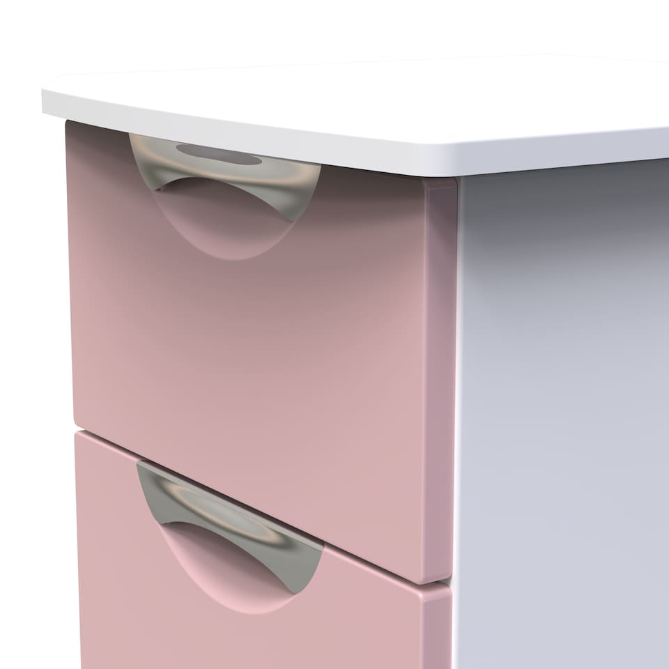 image 1 of Holborn 3 Drawer Bedside Cabinet in Kobe Pink & White (Ready Assembled) | Pink | Kobe Pink & White