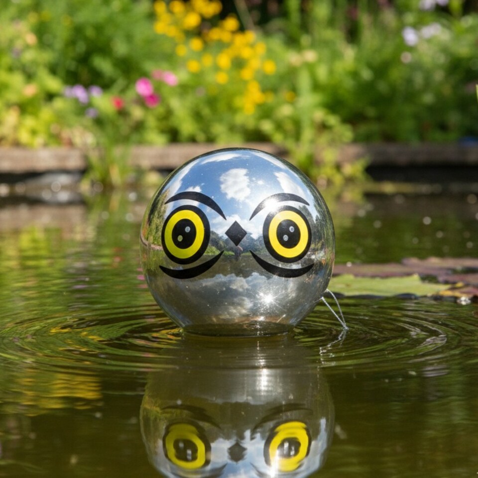 image 1 of Pisces Reflective Heron Deterrent Pond Ball