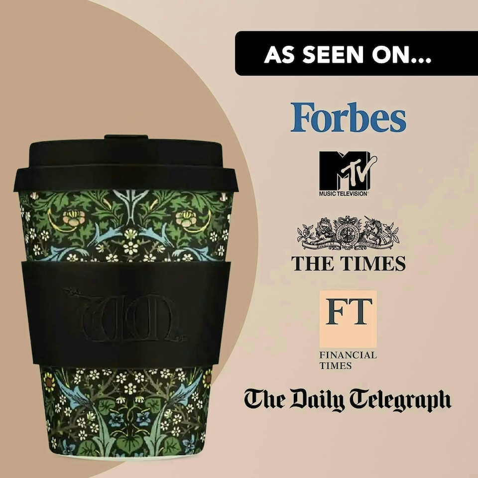 image 1 of 12oz 350ml William Morris Reusable Eco-Friendly 100% Plant Based Coffee Cup - Melamine Free, Dishwasher/Microwave Safe Travel Mug N/A | Blackthorn