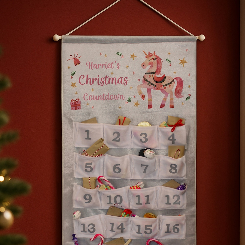 image 1 of Personalised Unicorn Christmas Advent Calendar