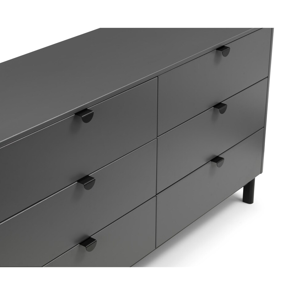 image 1 of Premium Nova 6 Drawer Wide Chest - Storm Grey & Black