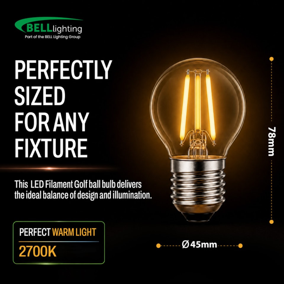 image 1 of BELL Lighting Dimmable E27 LED Filament Golf Ball 4.7W Light Bulb Warm White 2700K