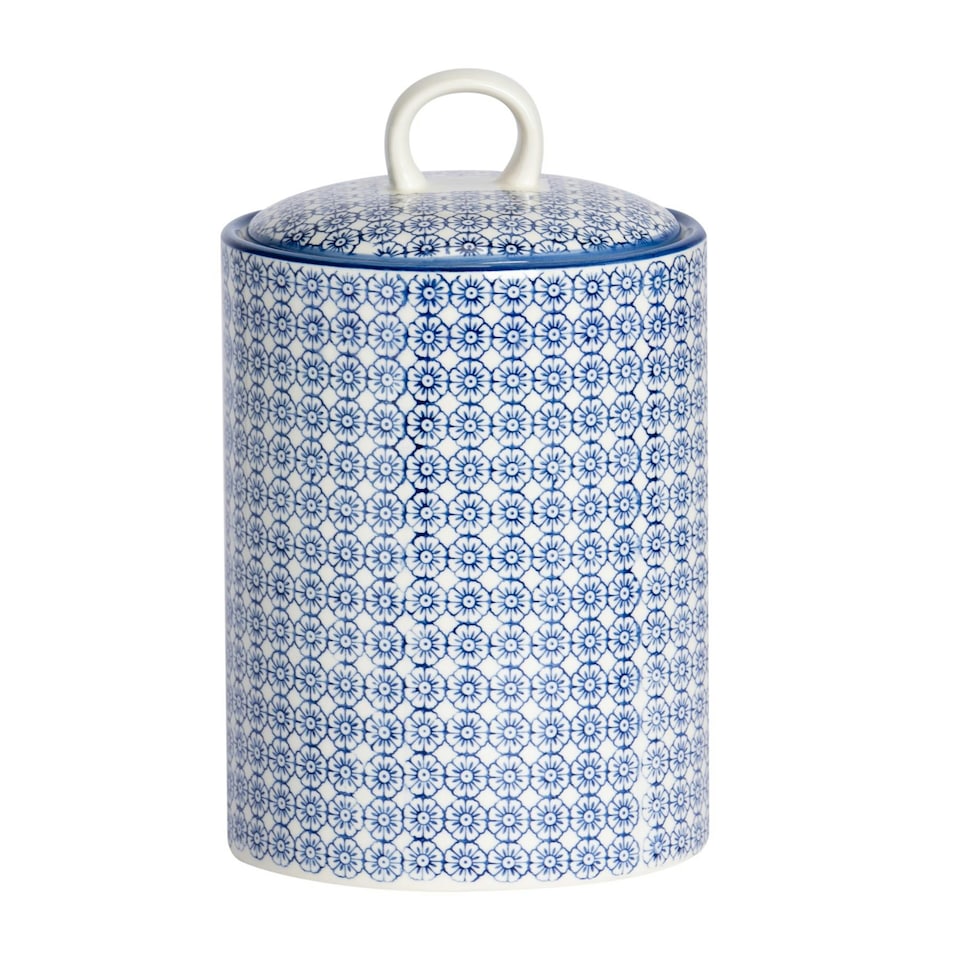 image 1 of Nicola Spring Hand-Printed Kitchen Canister - 15.5cm - Navy | Multi