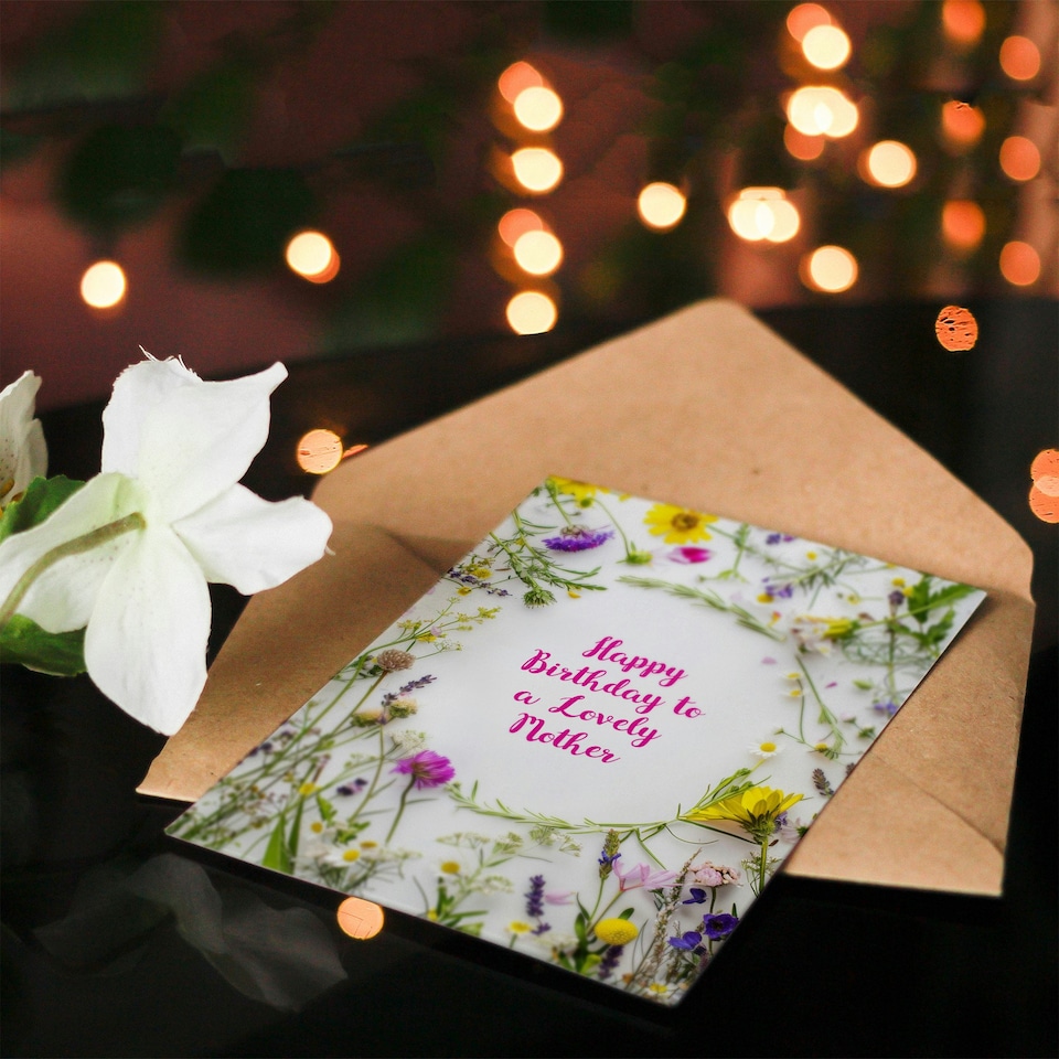 image 1 of Simple Spring Meadow Wildflowers Floral Mother Birthday Card