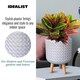 image 5 of Geometric Patterned White Cylinder Planter on Legs, Round Pot Plant Indoor D21 H34 cm, 9.1 ltrs Cap.