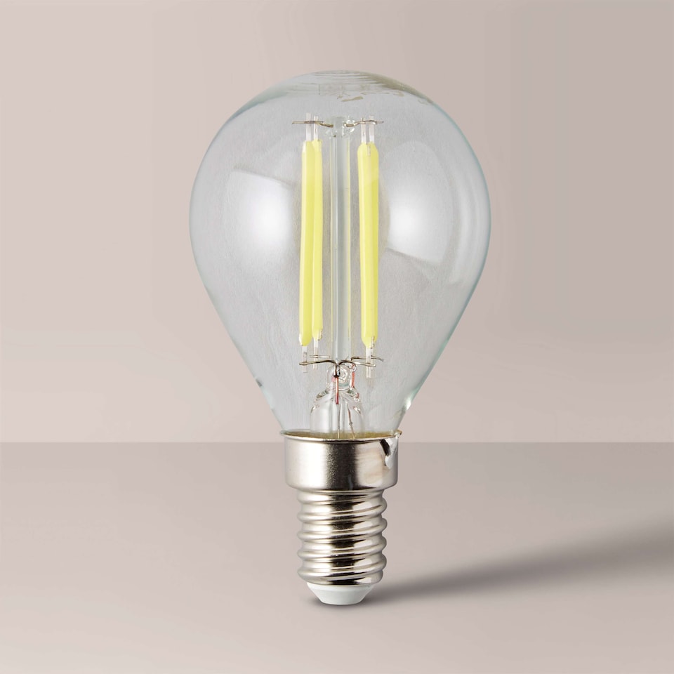 image 1 of ValueLights 10 Pack Filament E14 Clear Glass Golfball Light Bulbs | Clear