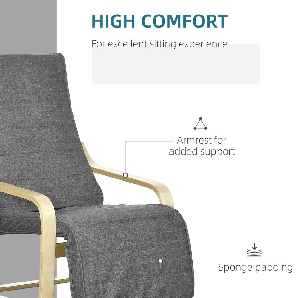 image 1 of HOMCOM Lounge Chair Recliner Adjustable Footrest Home Dark Grey