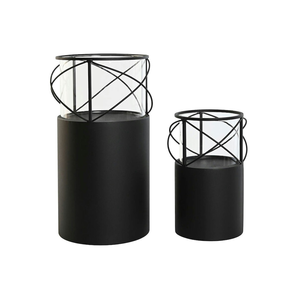 image 1 of Candleholder Home ESPRIT Black Metal Crystal 24,5 x 24,5 x 46 cm (2 Units) N/A