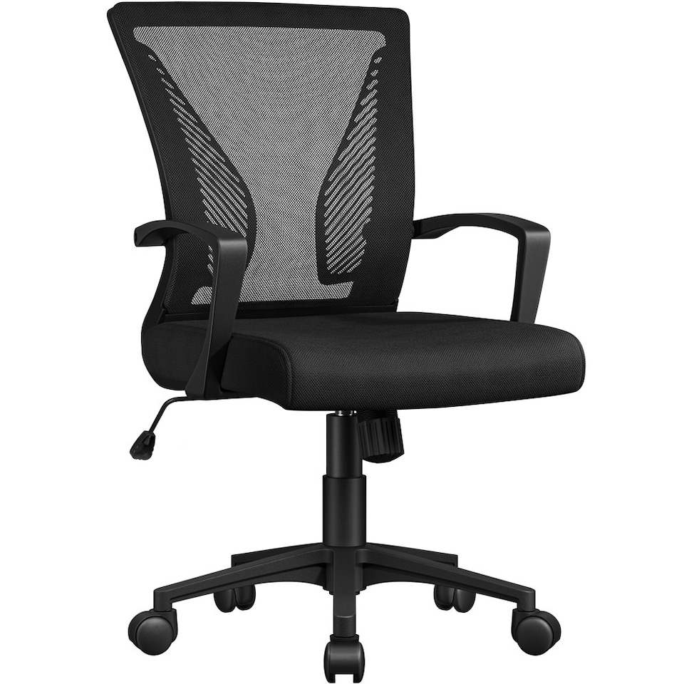 image 1 of Yaheetech Ergonomic Mesh Office Chair Mid-Back 360° Rolling Casters Red