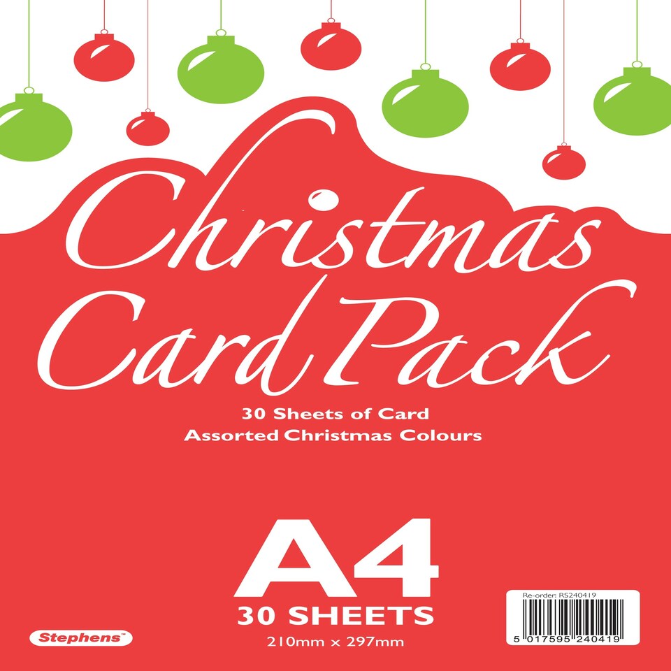 Stephens Card Christmas 30 Sheets, Christmas, A4