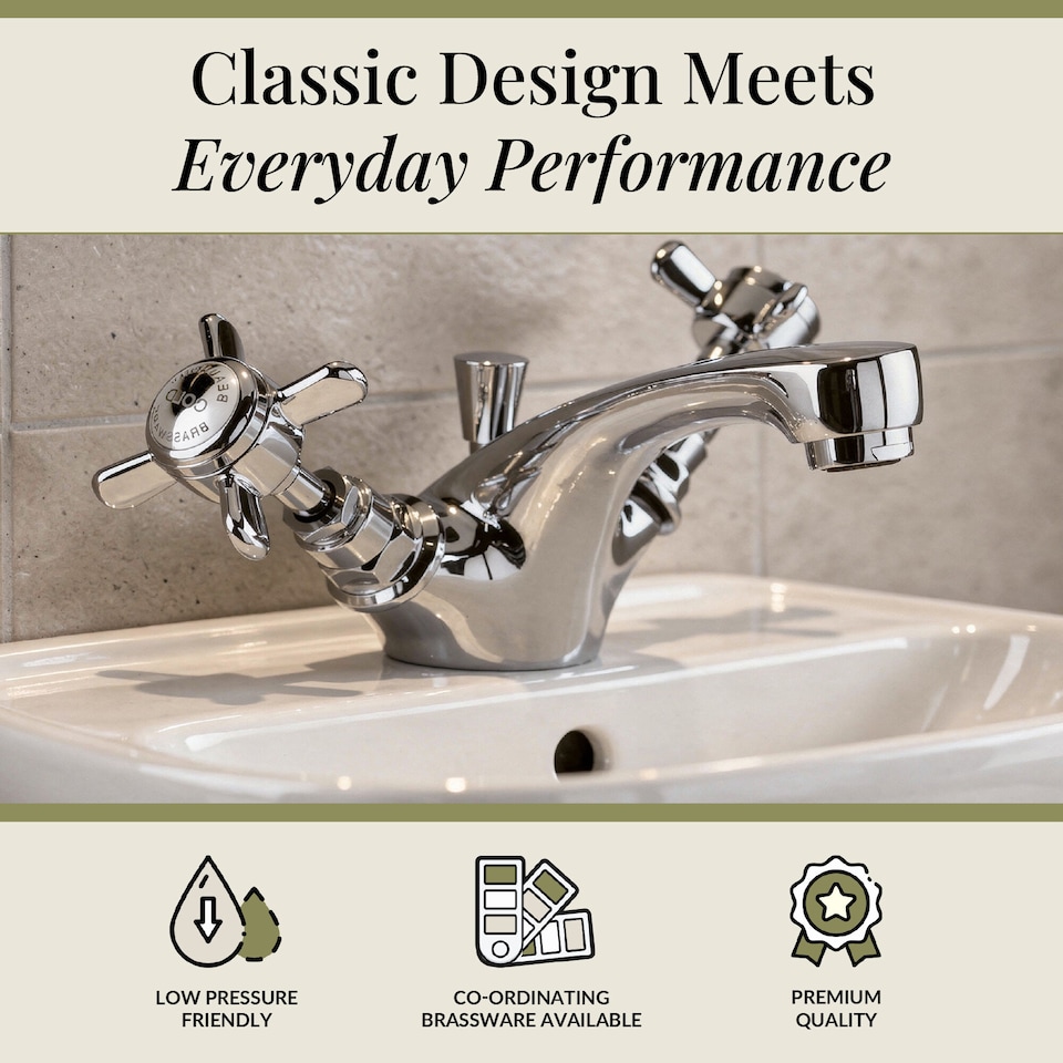 image 1 of Balterley Kingsley Traditional Crosshead Mono Basin Tap & Pop Up Waste