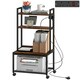 image 1 of HOMCOM 4-Tier Mobile Printer Stand with Power Outlets for Home Office Brown