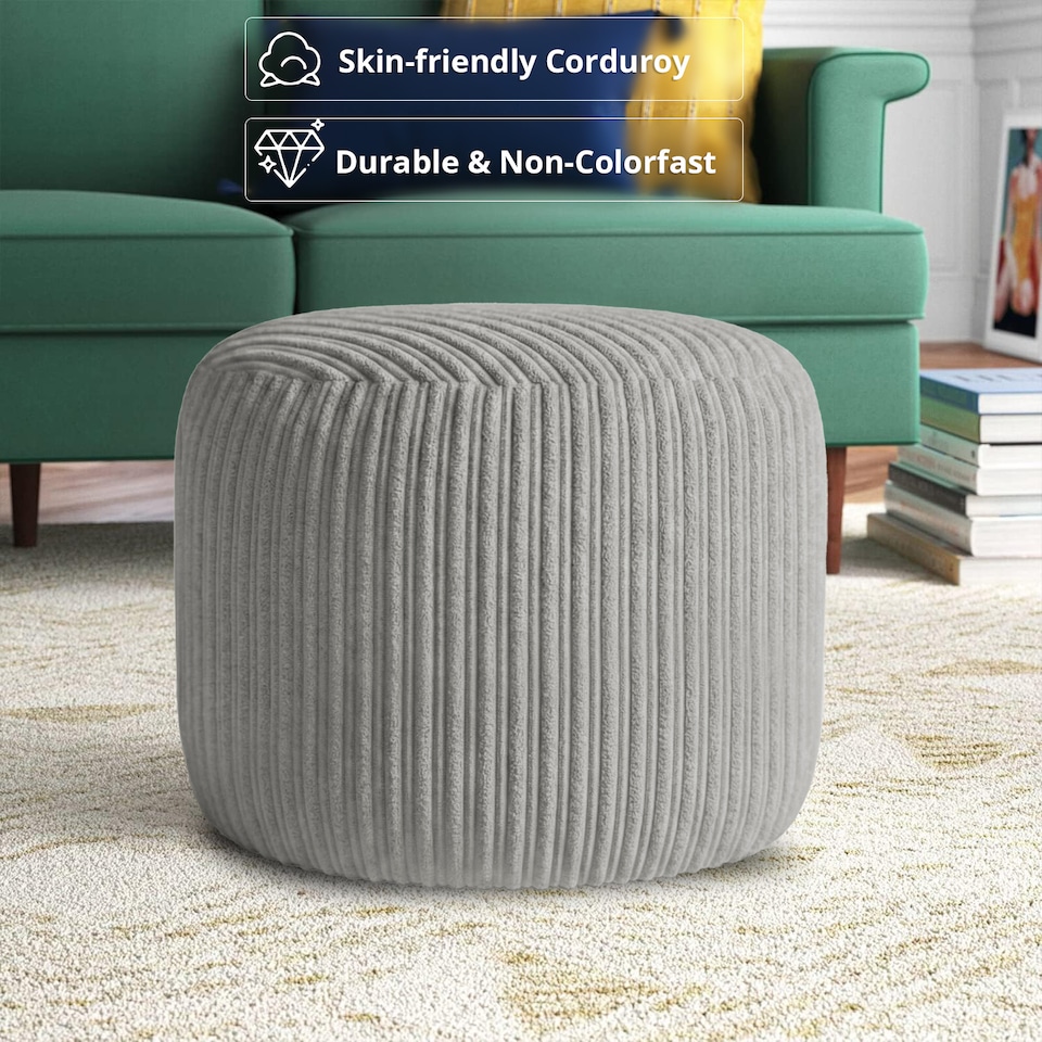 image 1 of Mink Jumbo Cord Footstool Oval Pouffe, Corduroy Ottoman Bean Bags 40cm x 35cm