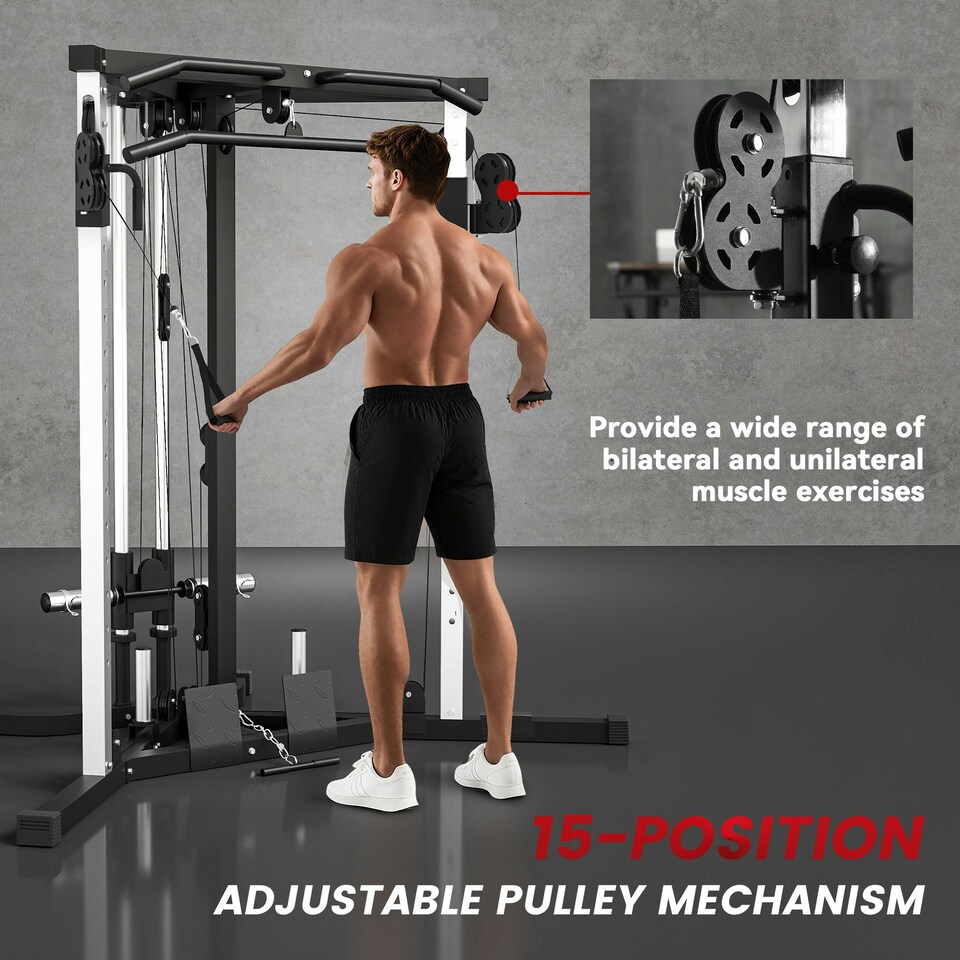 image 1 of SPORTNOW Home Gym Machine, 15-Position Adjustable Training Workout Station