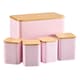 image 1 of Cooks Professional 5 Piece Square Kitchen Storage Cannister Set with Bamboo Lids | Pink | Pink