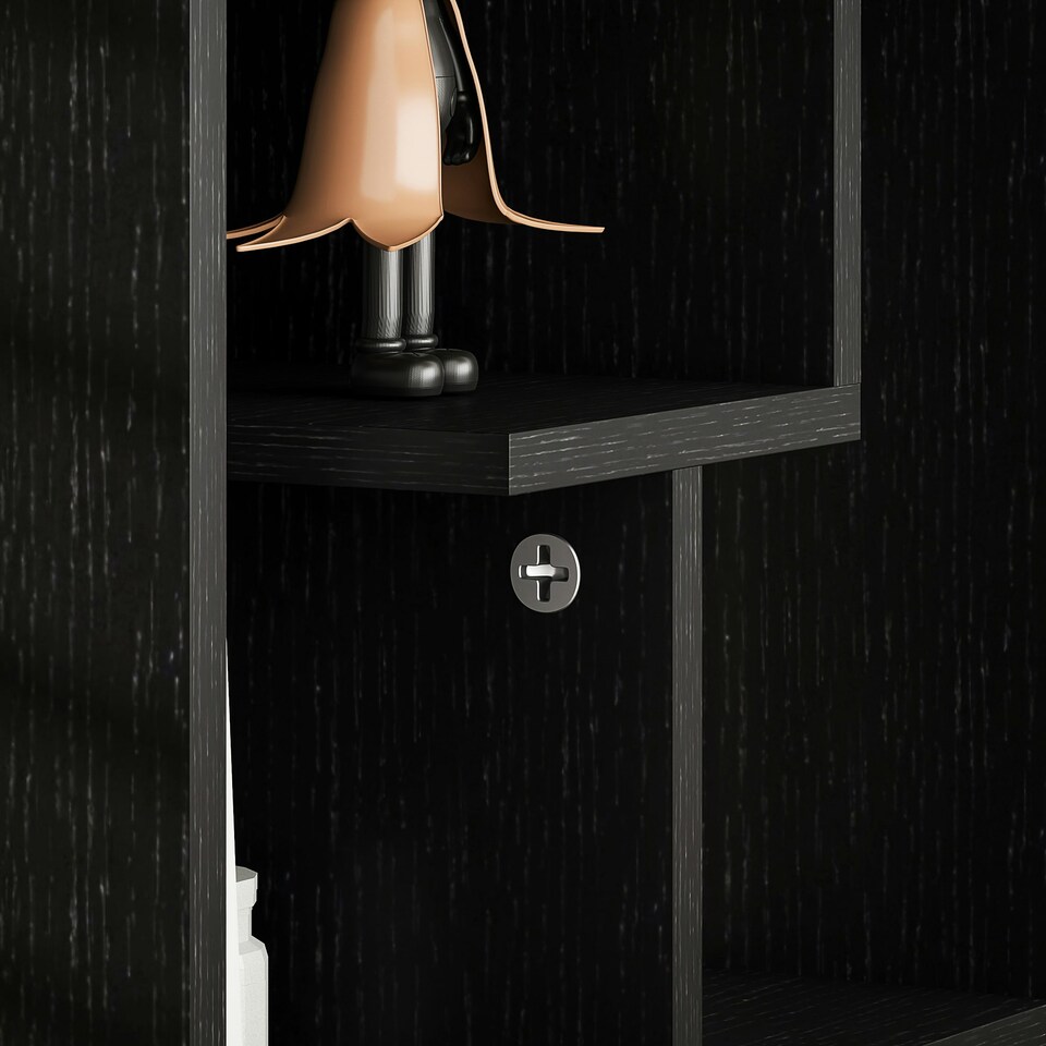 image 1 of HOMCOM 3-Tier Side End Table Open Shelves Storage Magazine Desk Black Black