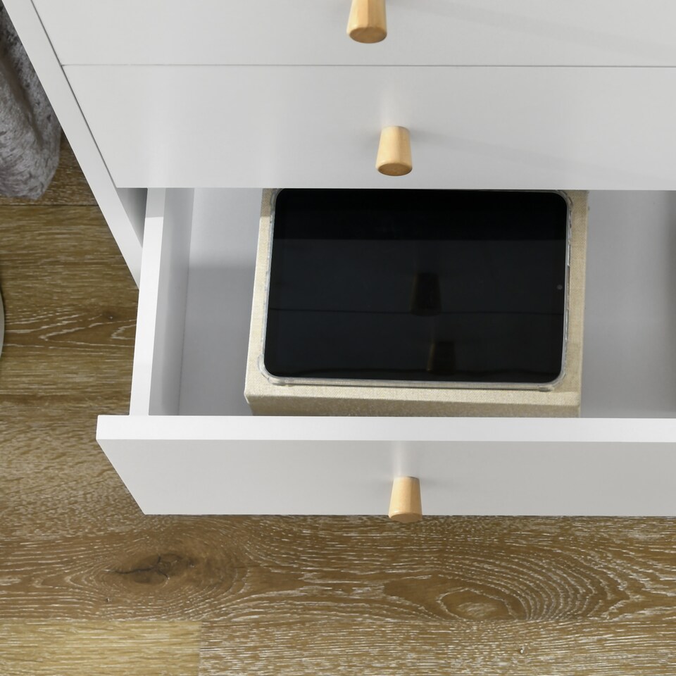 image 1 of HOMCOM Chest of Drawers, 3-Drawer Storage Organiser Unit with Wood Legs for Bedroom, Living Room, White