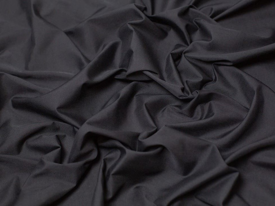 Minerva Core Range Black Plain Polycotton Fabric for Dressmaking, 112.5cm / 44" Wide - per metre