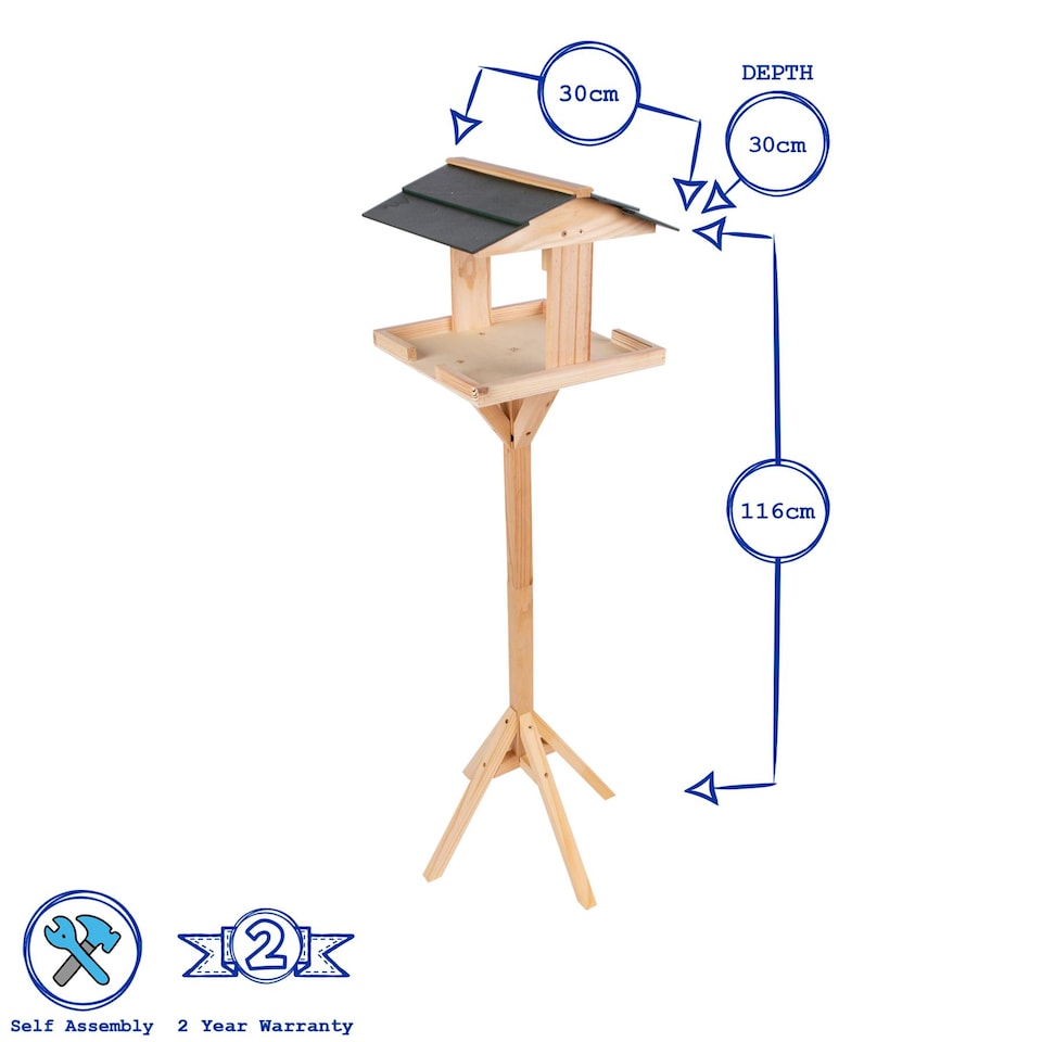 image 1 of Redwood Wooden Bird Table - Brown | Brown | Brown