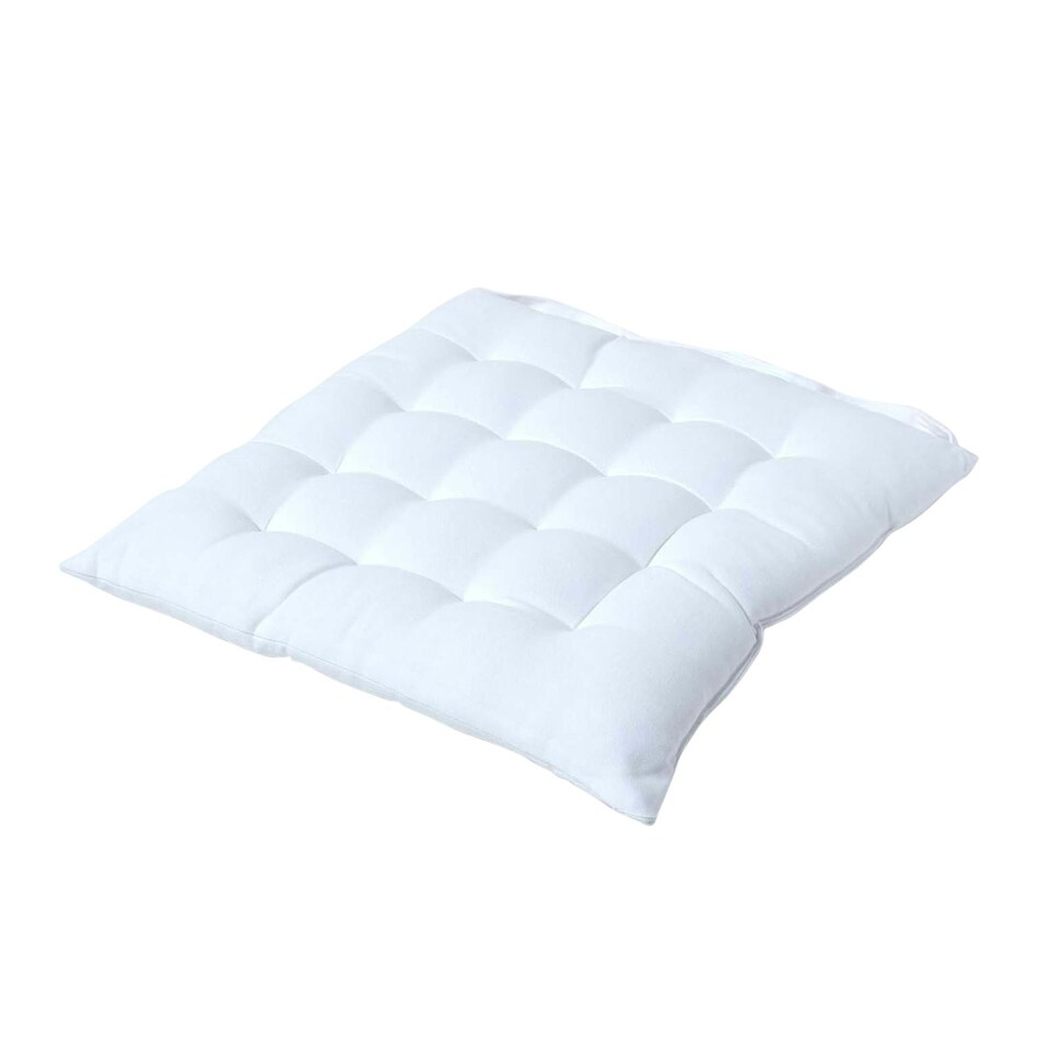image 1 of Homescapes Seat Pad Luxury Cotton Indoor Outdoor Garden Dining Cushion | White | 40 x 40 cm | 1