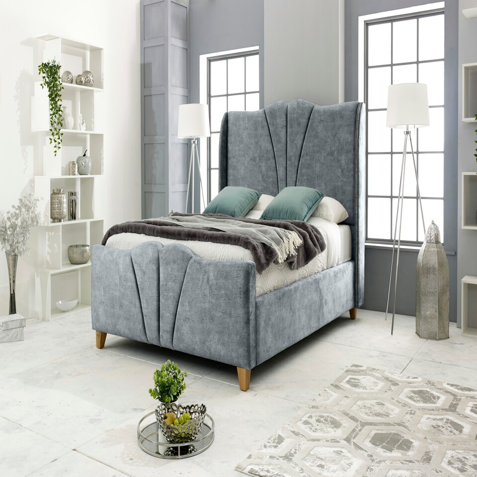 image 1 of Artrek Marble King Bed Frame - Silver
