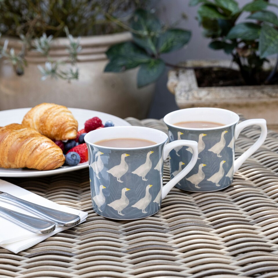 image 1 of KitchenCraft Fine Bone China Geese Mug | Blue