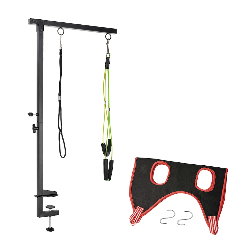 image 1 of Skylos Dog Grooming Table Arm Adjustable 270° Steel Clamp Hammock for Home Black