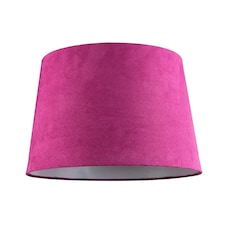 Hot Pink Velvet Fabric 12 Inch Drum Lamp Shade with White Cotton Inner Pink