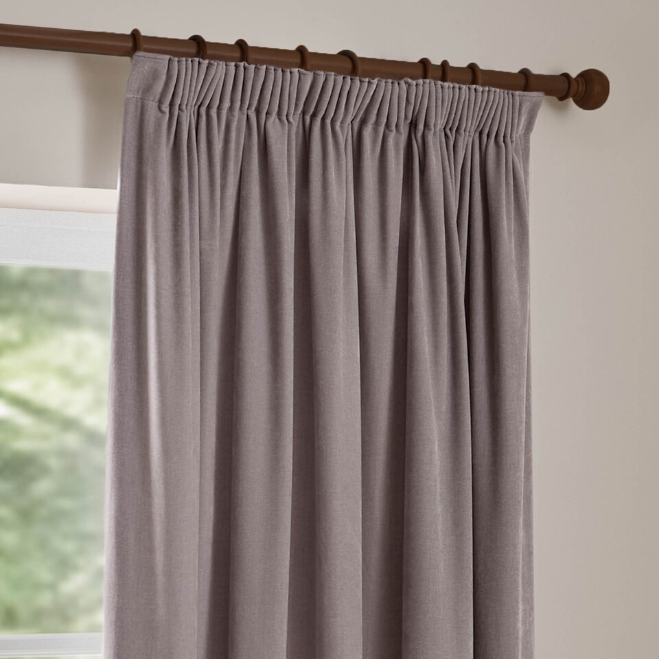 image 1 of Yard Heavy Chenille Room Darkening Pencil Pleat Curtains, Mauve, (W) 168 x (D) 229cm | Purple | Mauve | 1