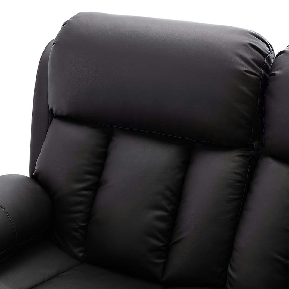 image 1 of Chester 2 Seater Electric High Back Bonded Leather Recliner Sofa (Black)
