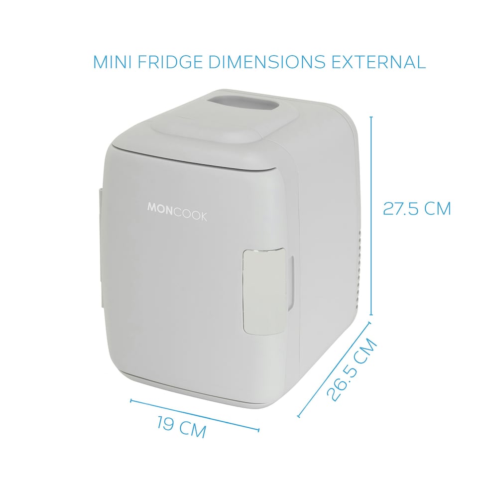 image 1 of MONCOOK Mini Fridge For Bedrooms - Small, Portable & Quiet Mini Fridges For Skincare, Medicine, Food & Drinks - Cooling & Warming Function - 5L - Grey