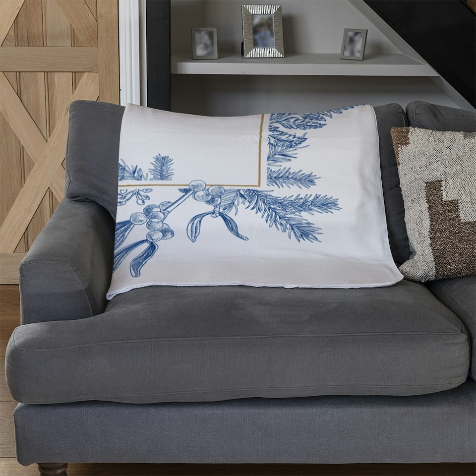 image 1 of Christmas holiday frame with pine branches (Blanket)