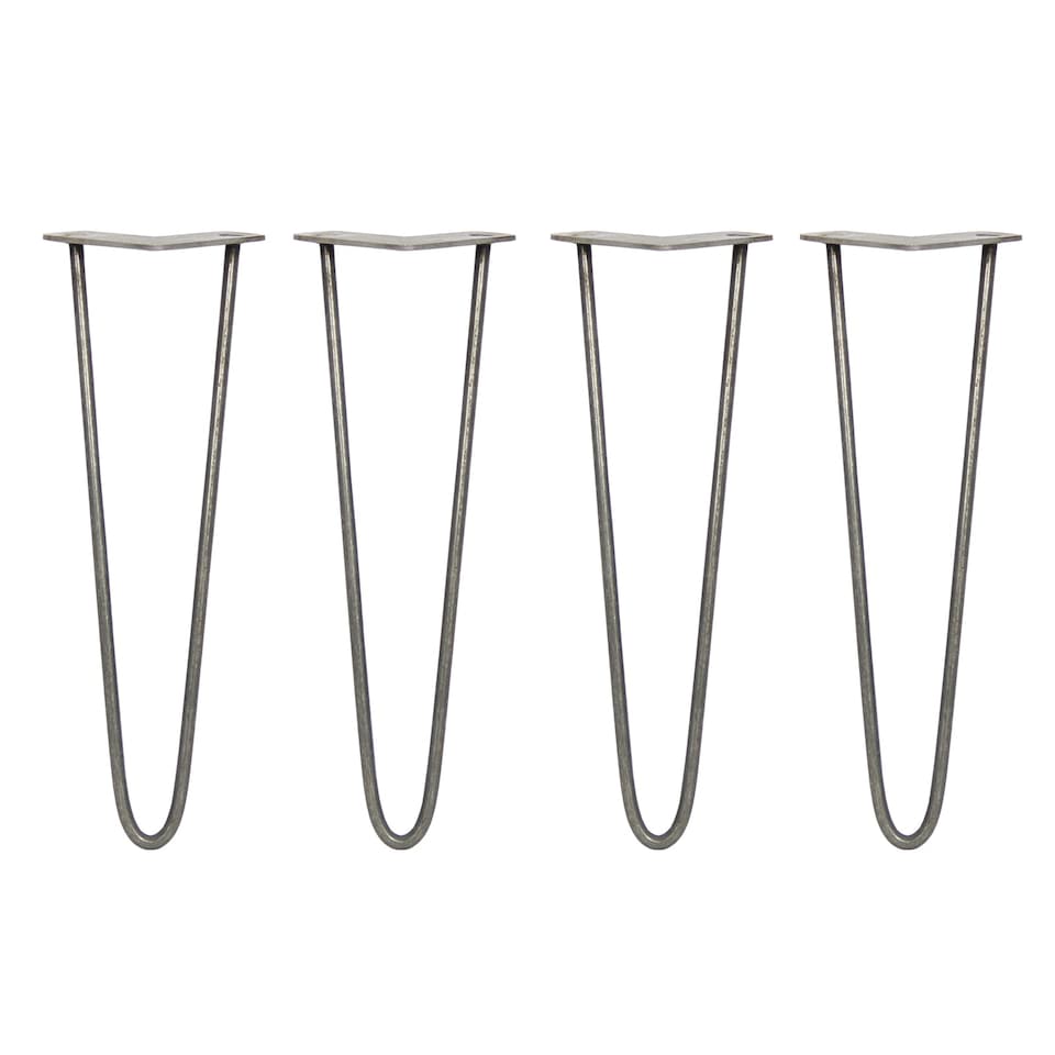 image 1 of 4 x 16" Hairpin Legs - 2 Prong - 10mm - Raw Steel