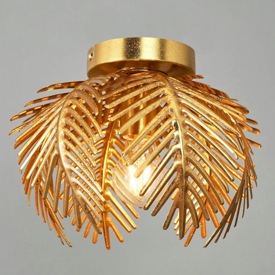 image 1 of BHS Brookby 1 Light Flush Ceiling Light, Satin Brass